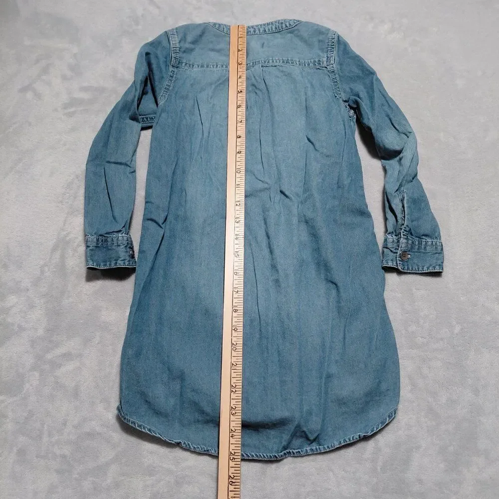 GapKids Chambray Denim Shirt Dress Front Button and Gathers Size S 6/7